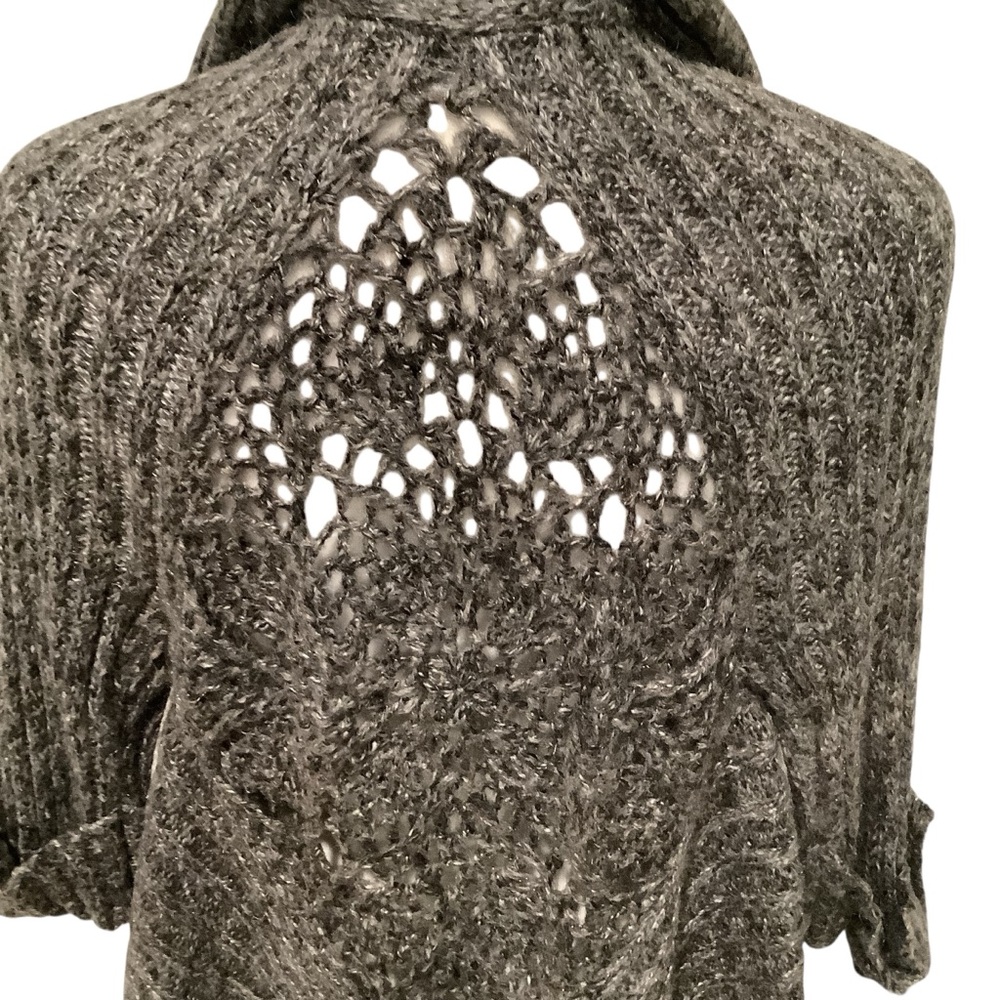 BCBGMaxAzria Women’s Charcoal Knit Cowl Neck Cardigan Full Length Sweater - Picture 5 of 8